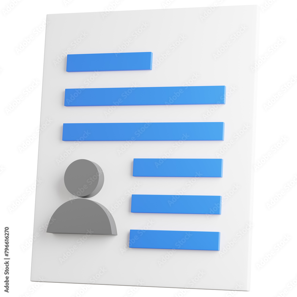 Poster 3d render of paper report for icon.