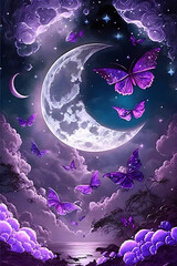 Colorful butterflies shining like pearls flying in garden