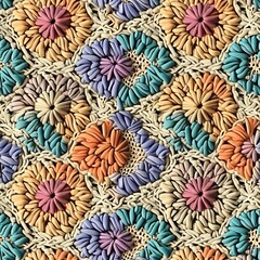 Crochet Seamless Pattern, Knitting Endless Background, Old Handmade Knitting Tile