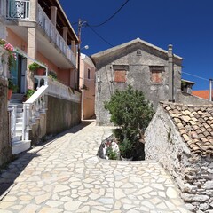 Corfu, Greece - Krini village. Tourist attractions in Greece. Greek island.