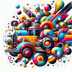 Vibrant Abstract Vehicles Colorful and Creative Transportation Concepts