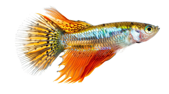Colorfu guppy fish isolated on white background
