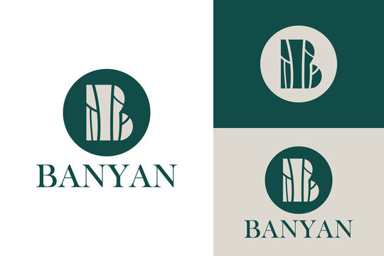 Logo ready elegant simple creative brand identity company corporate cafe fashion food initial B bamboo tree letter word  mark sign modern