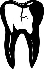 Cracked Tooth Vector Silhouette