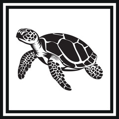 Fototapeta premium Silhouette of a sea turtle clipart on a white background 