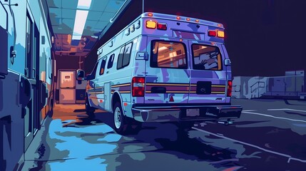 Emergency Ambulance Rushing to Provide Urgent Medical Care in the City at Night