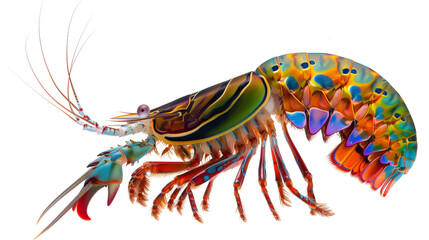 Exotic mantis shrimp isolated on white background