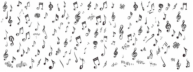 musical notes on a white background. musical concept, art sound element black background isolate