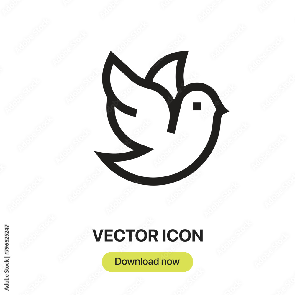 Aufkleber Dove icon vector. Linear-style sign for mobile concept and web design. Dove symbol illustration. Pixel vector graphics - Vector.	
