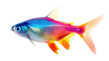 Exotic fish, neon tetra isolated on white background
