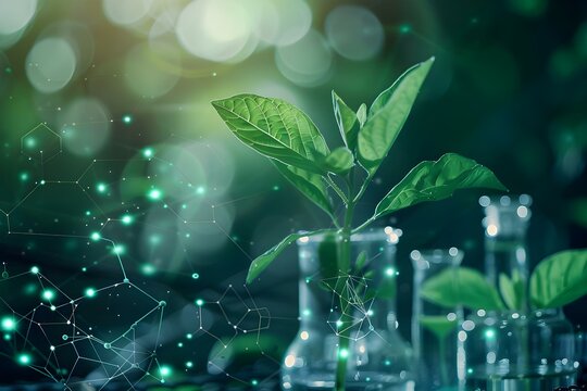 Exploring Plant Biology, DNA Gene Therapy, Biochemistry, and Nature in a Lab. Concept Plant Biology, DNA Gene Therapy, Biochemistry, Lab Environment, Nature Exploration