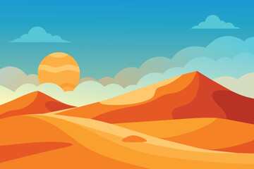 Desert landscape background vector design - obrazy, fototapety, plakaty