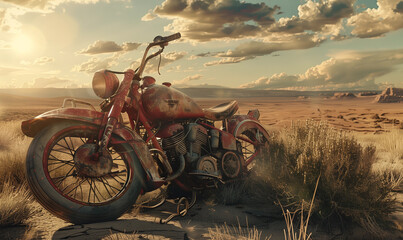 old motorcycle in the desert