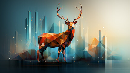 Digital deer on business background. Growth and development concept