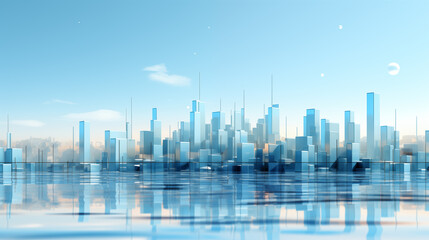 Digital blue Smart city, connection technology concept. Megapolis city skyline background