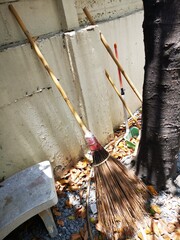 Old coconut broom