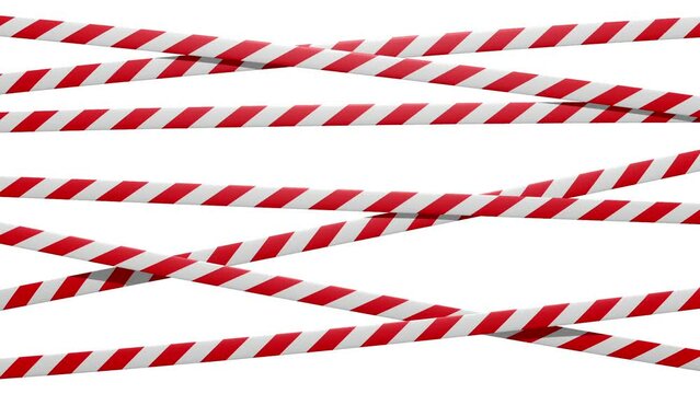 im Wind schaukelnde Absperrb&auml;nder, rot/wei&szlig;