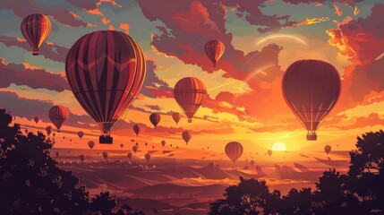 Hot Air Balloon Journey to Sunset