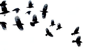 Obraz premium Flock of birds silhouette animal flying.