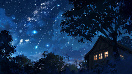 Naklejka premium nature night sky light space dark illustration wallpaper