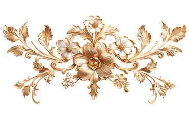  luxury gold floral ornament, clip art, white background
