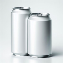 White Metal Aluminum Beverage Drink Can 350ml. Mockup Template Ready For Your Design. Isolated On White Background. 3D illustration, 3D rendering.