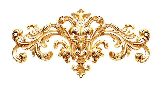 Golden vintage acanthus leaves ornament vector illustration on white background