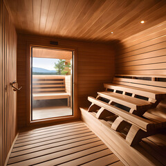 Wooden sauna to sweat, ai-generatet