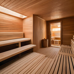 Wooden sauna to sweat, ai-generatet