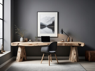 Sleek Simplicity, A Minimalist Home Office in Gray Tones