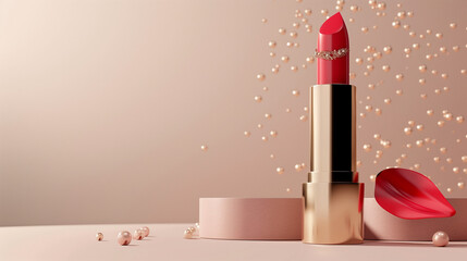 Lipstick presentation with copy space for text