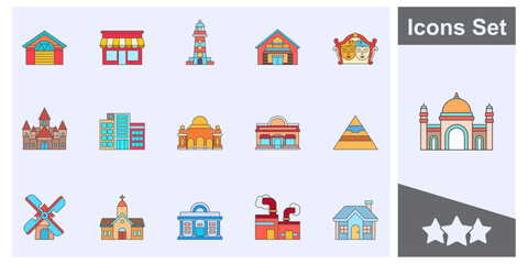 Building icon set symbol collection, logo isolated vector illustration