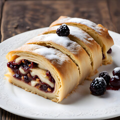 delicious and sweet apple strudel, ai-generatet