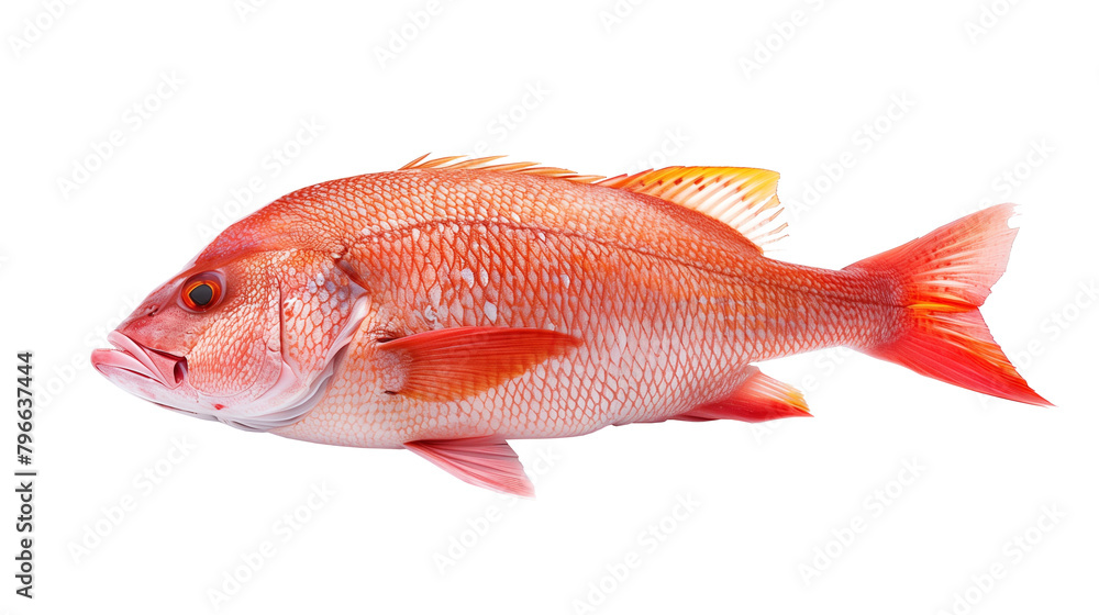 Wall mural fresh red snapper fish isolated on white background