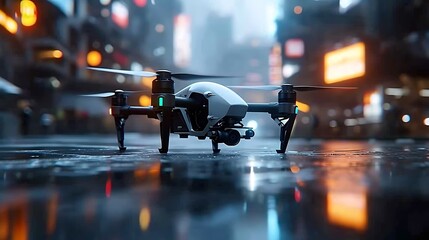 A High-Resolution Drone Capturing Aerial Views of a Sprawling Cityscape: Showcasing the Intricate Layout and Bustling Activity from Above - Powered by Adobe