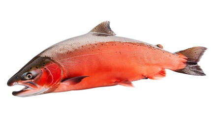 Red salmon fish isolated on white background