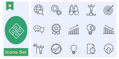 business management icon set symbol collection, logo isolated vector illustration
