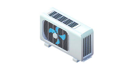 
Isometric view of air conditioner icon, white background, blue accents, simple design, vector graphic, flat colouring white background 