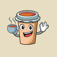 tea mascot design holding a cup of tea part 1
