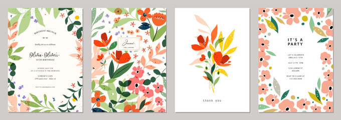 Obraz premium Elegant floral templates. For wedding invitation, birthday and Mothers Day cards, flyer, poster, banner, brochure, email header, post in social networks, advertising, events and page cover.