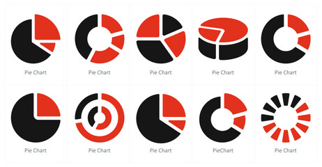 A set of 10 Diagrams and Reports icons as pie chart, chart, diagram