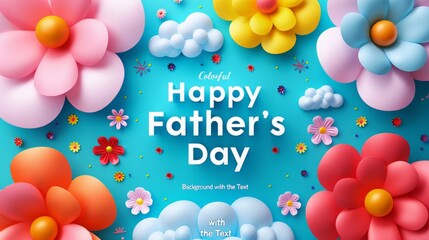 "A Colorful Photo of a Father's Day Poster Background with the Text "Happy Father's Day" 