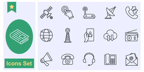Communication Contact us concept icon set symbol collection, logo isolated vector illustration