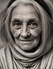  portrait of a homeless old woman