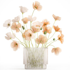 bouquet of wildflowers in a vase with poppy isolated on white background