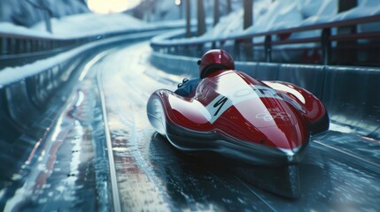 A close-up of an Olympic luge, showcasing the speed and precision of the athletes.