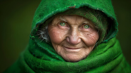 old woman with Envy: Green-eyed glances, bitter sighs, coveting what others possess - obrazy, fototapety, plakaty