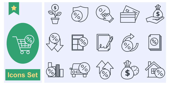 credit and loan, Personal & Business Finance icon set symbol collection, logo isolated vector illustration