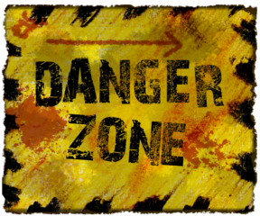danger zone grunge sign ,yellow with hazard stripes,isolated on transparent background