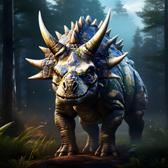 Triceratops living in the forest, ai-generatet - 796648427